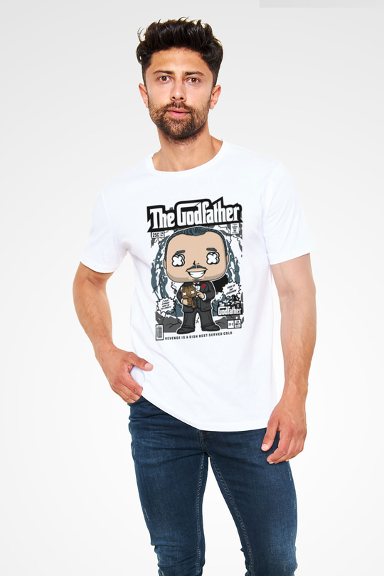 The Godfather Corleone Baskılı Unisex Beyaz Tişört