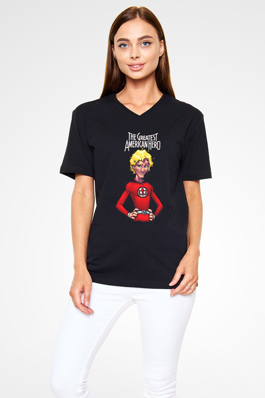 The Greatest American Hero Siyah Unisex  V Yaka Tişört