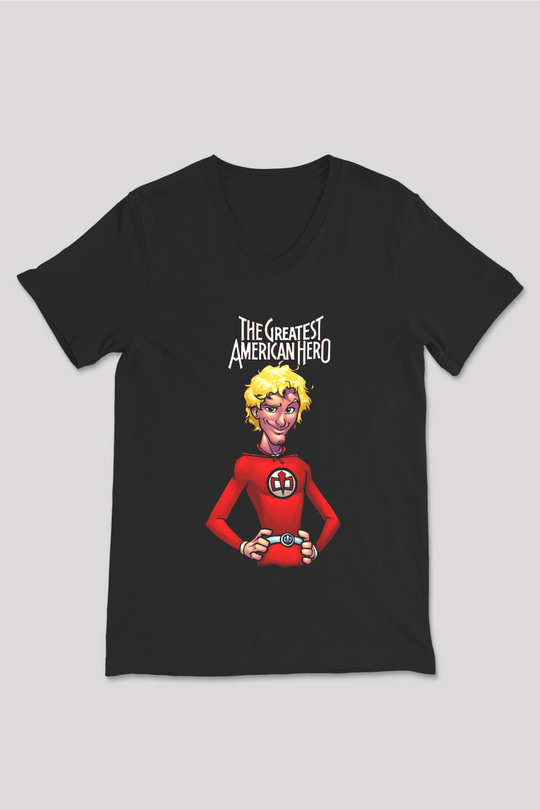 The Greatest American Hero Siyah Unisex  V Yaka Tişört