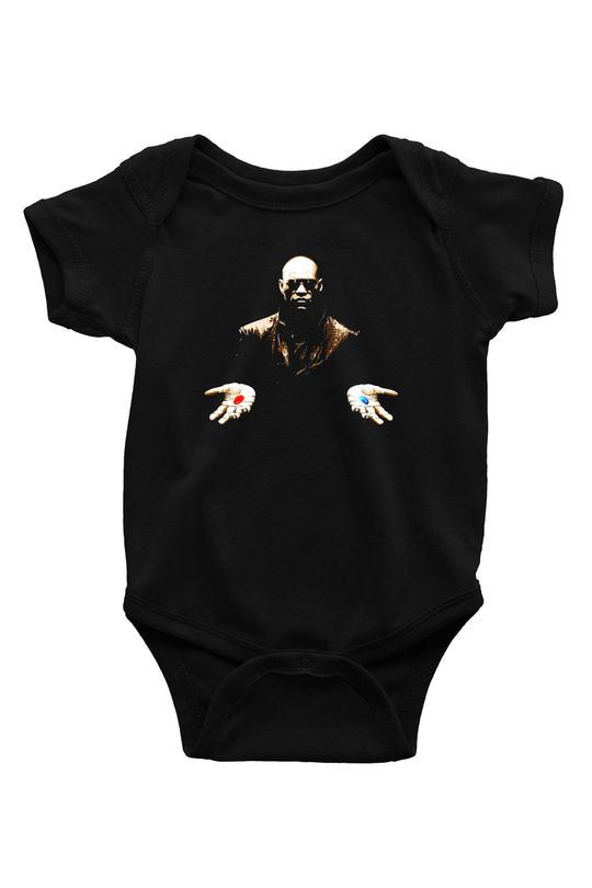 The Matrix Baskılı Siyah Bebek Body - Zıbın