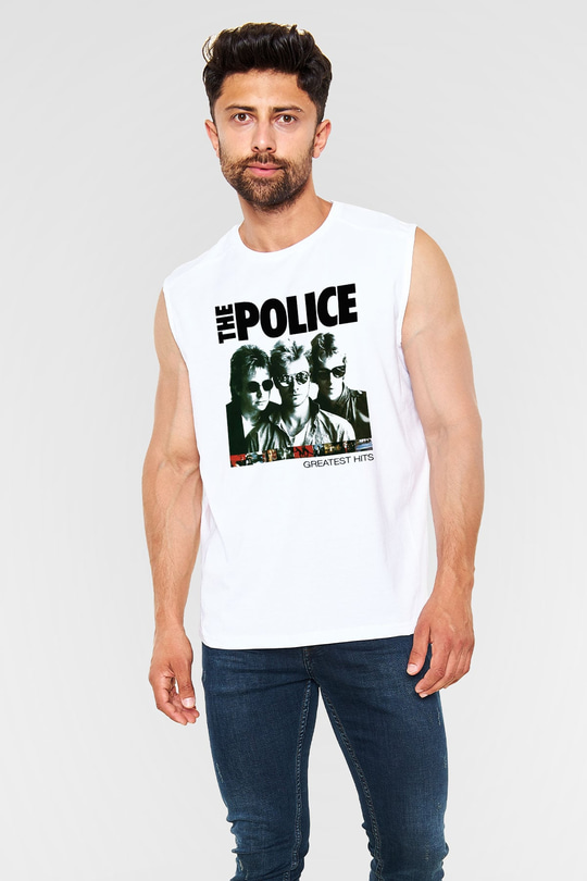 The Police Beyaz Unisex Kolsuz Tişört