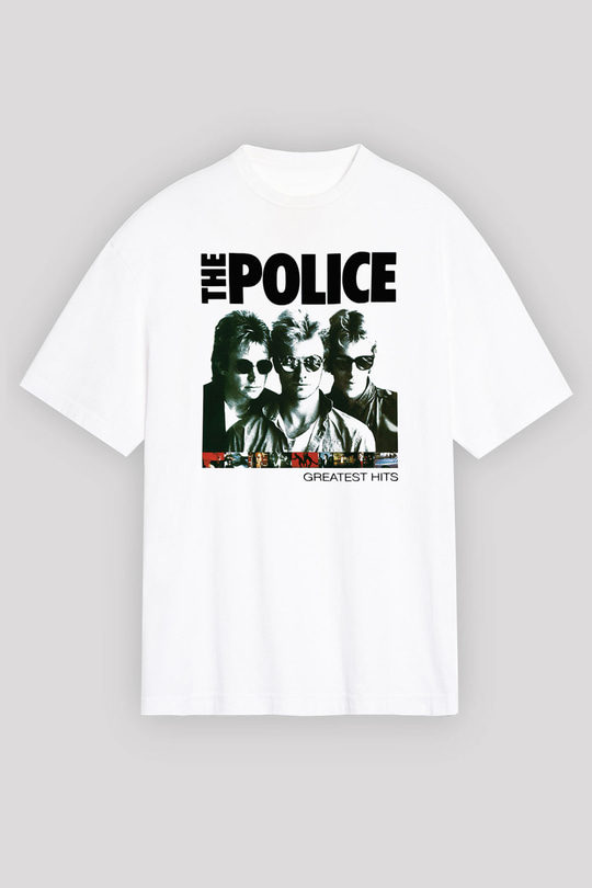 The Police Beyaz Unisex Oversize Tişört T-Shirt