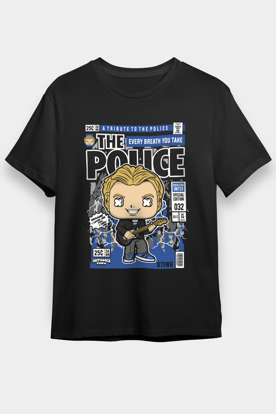 The Police Sting Baskılı Unisex Siyah Tişört