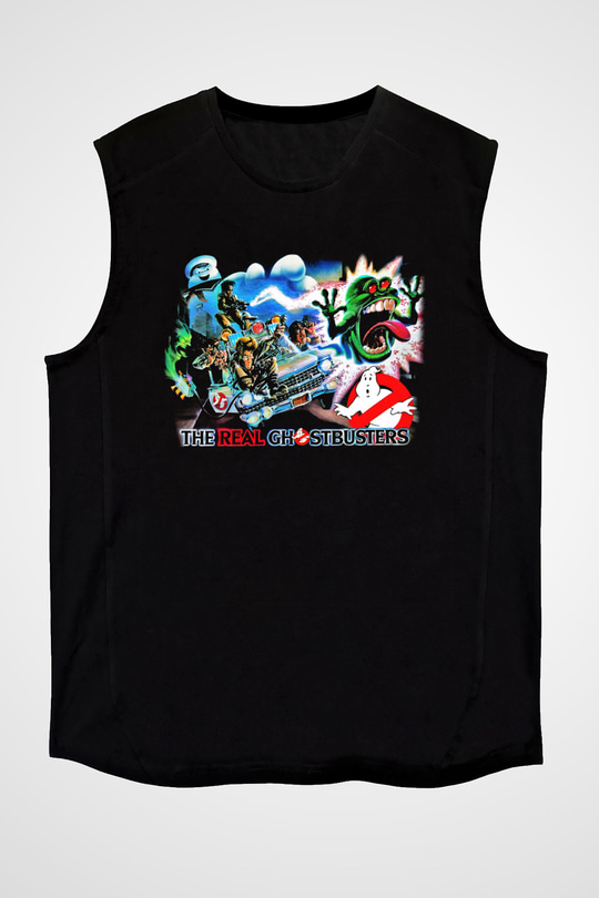 The Real Ghostbusters Hayalet Avcıları Siyah Unisex Kolsuz Tişört