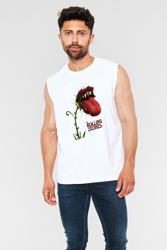 The Rolling Stones Logo Beyaz Unisex Kolsuz Tişört
