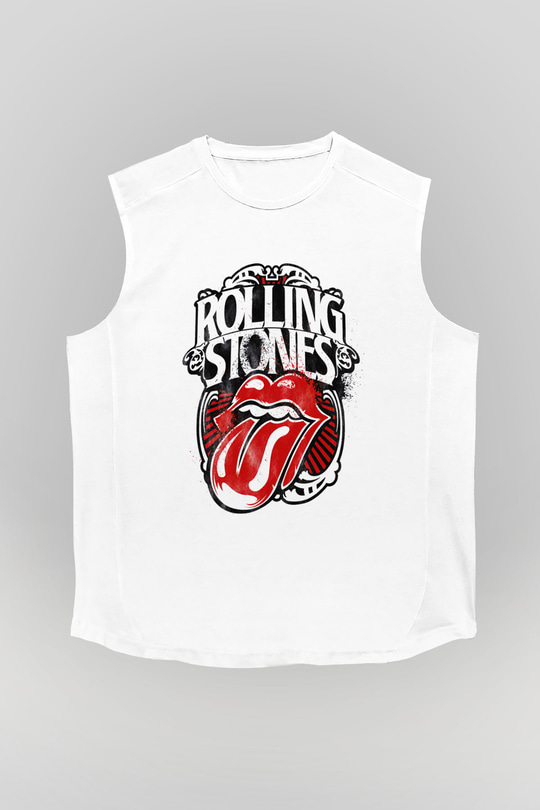 The Rolling Stones Logo Beyaz Unisex Kolsuz Tişört