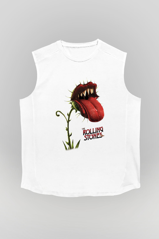 The Rolling Stones Logo Beyaz Unisex Kolsuz Tişört