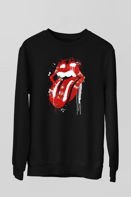 The Rolling Stones Logo Siyah Unisex Sweatshirt