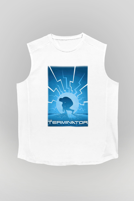 The Terminator Beyaz Unisex Kolsuz Tişört