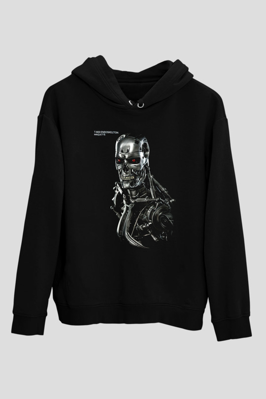 The Terminator Siyah Unisex Kapşonlu Sweatshirt