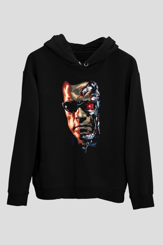 The Terminator Siyah Unisex Kapşonlu Sweatshirt