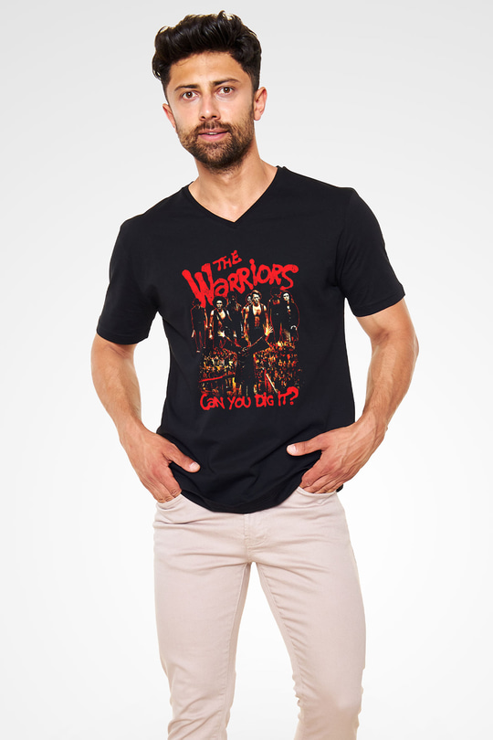 The Warriors Siyah Unisex  V Yaka Tişört