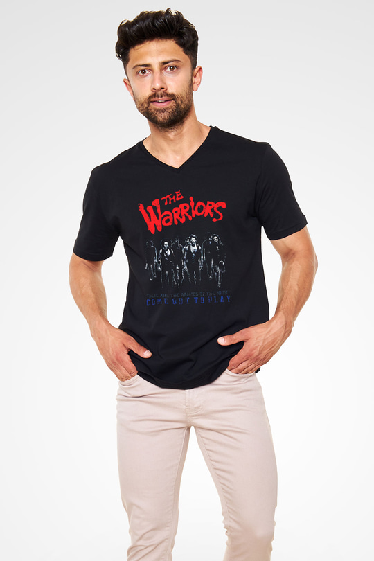The Warriors Siyah Unisex  V Yaka Tişört