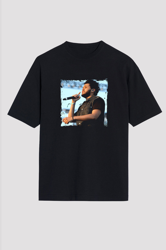 The Weeknd Baskılı Unisex Oversize Siyah Tişört