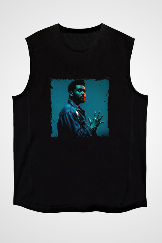 The Weeknd Baskılı Unisex Siyah Kolsuz Tişört