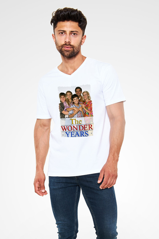 The Wonder Years Beyaz Unisex  V Yaka Tişört