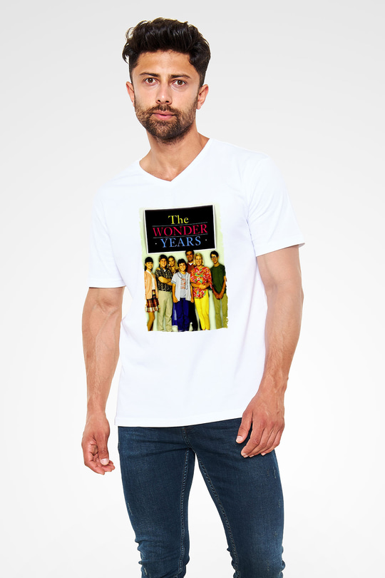 The Wonder Years Beyaz Unisex  V Yaka Tişört