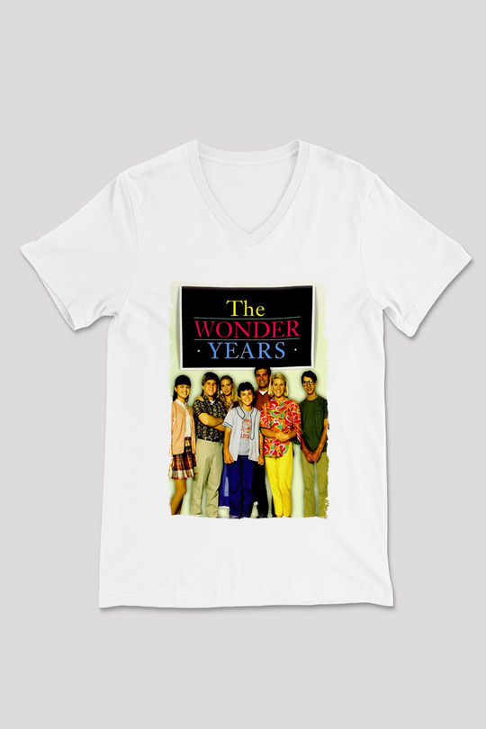 The Wonder Years Beyaz Unisex  V Yaka Tişört