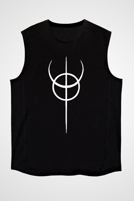 Therion Baskılı Unisex Siyah Kolsuz Tişört - Tshirt