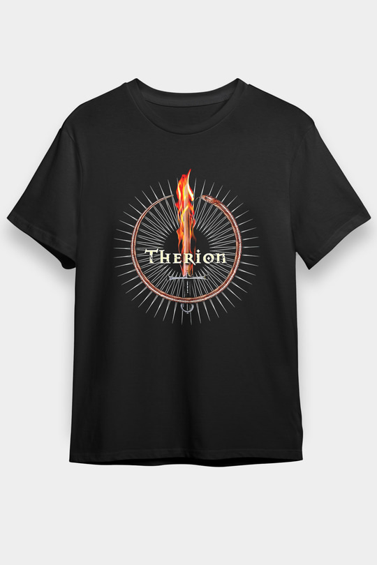 Therion Baskılı Unisex Siyah Tişört - Tshirt