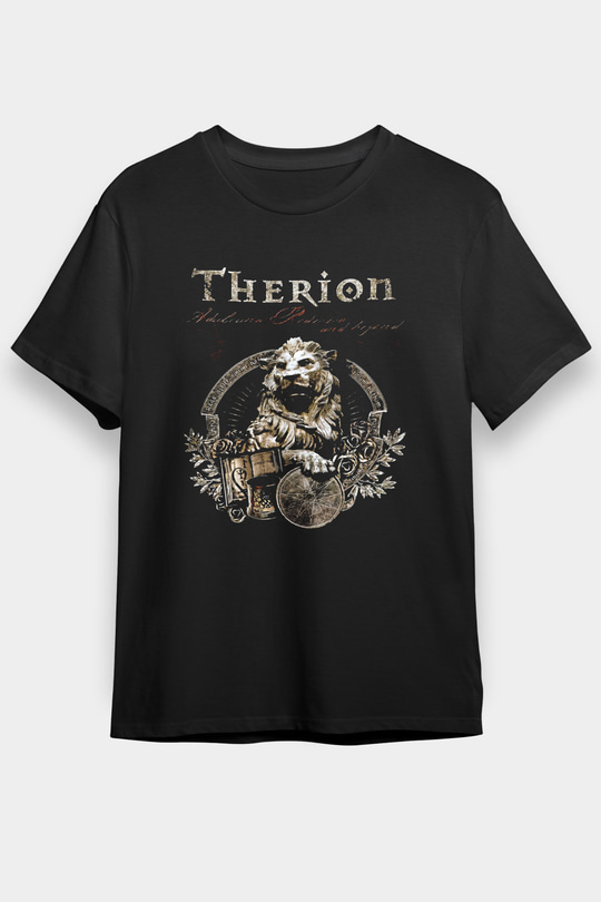 Therion Baskılı Unisex Siyah Tişört - Tshirt