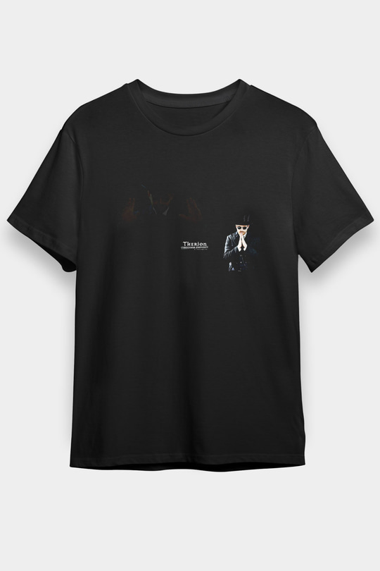 Therion Baskılı Unisex Siyah Tişört - Tshirt
