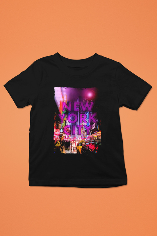 Times Square Siyah Unisex Çocuk Tişört