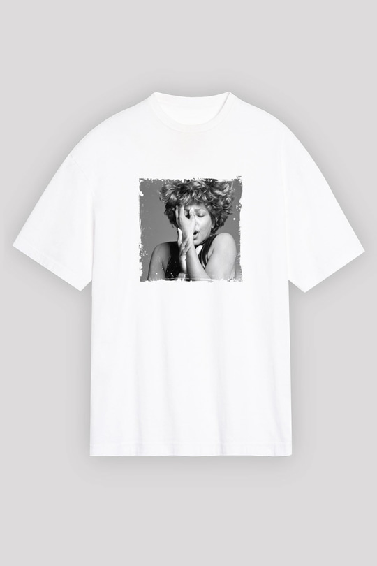 Tine Turner Baskılı Oversize Beyaz Tişört