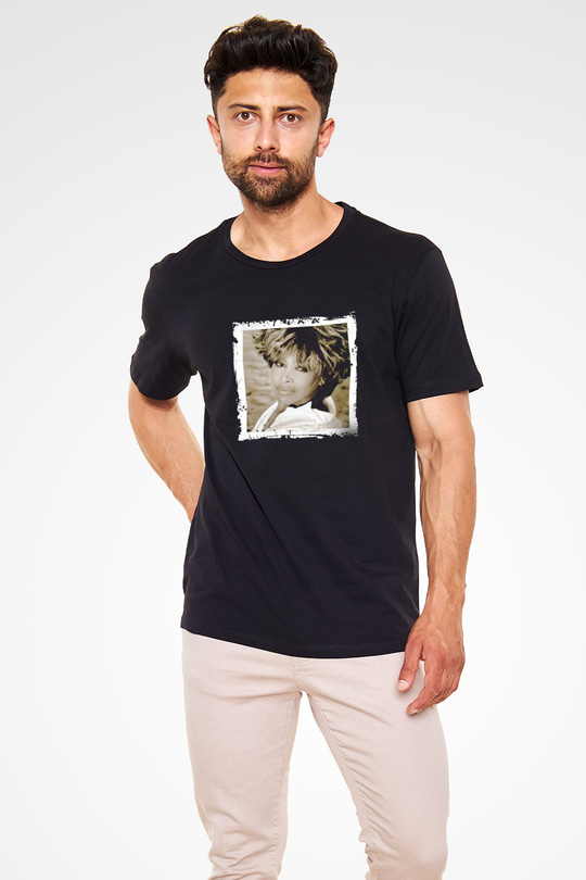 Tine Turner Baskılı Unisex Siyah Tişört