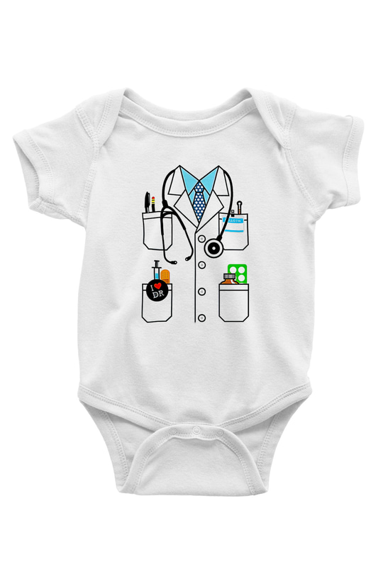 Tıp Bayramı Baskılı Beyaz Unisex Bebek Body - Zıbın