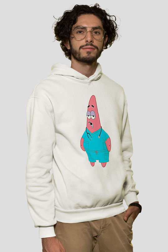 Tıp Bayramı Baskılı Beyaz Unisex Kapüşonlu Sweatshirt