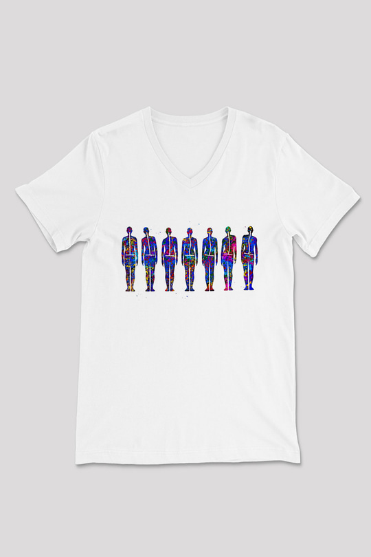 Tıp Bayramı Baskılı Beyaz Unisex V Yaka Tişört - Tshirt
