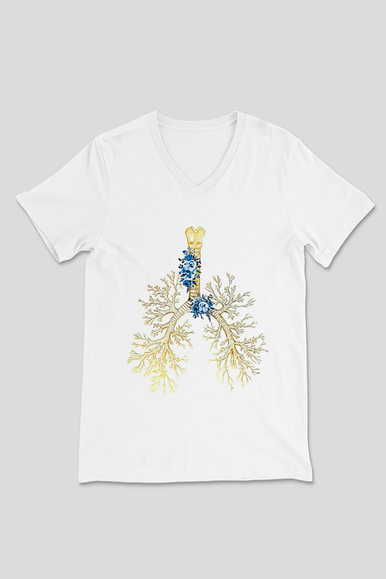 Tıp Bayramı Baskılı Beyaz Unisex V Yaka Tişört - Tshirt