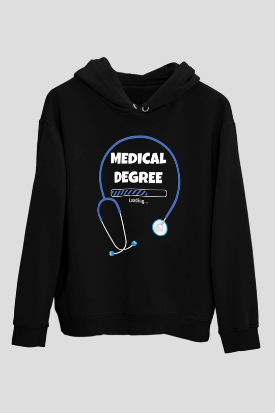 Tıp Bayramı Baskılı Unisex Siyah Hoodie