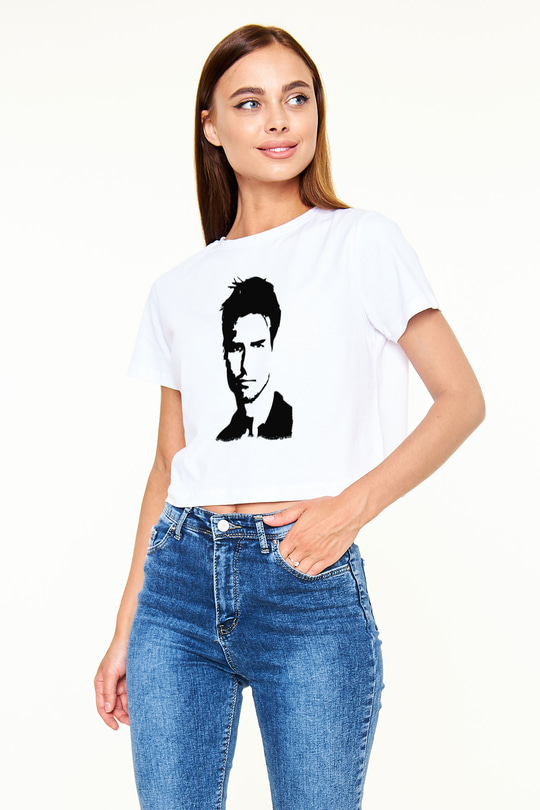 Tom Cruise Beyaz  Crop Top Tişört