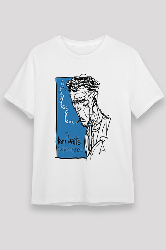 Tom Waits Baskılı Unisex Beyaz Tişört - Tshirt