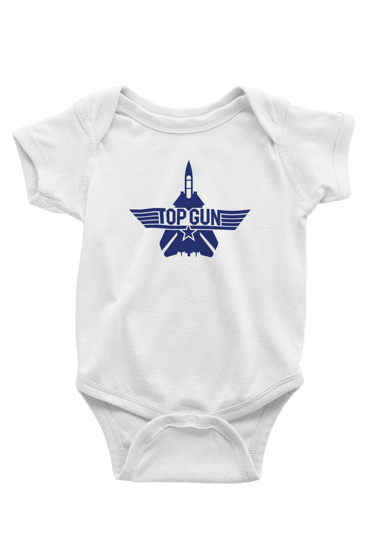 Top Gun Baskılı Beyaz Unisex Bebek Body - Zıbın