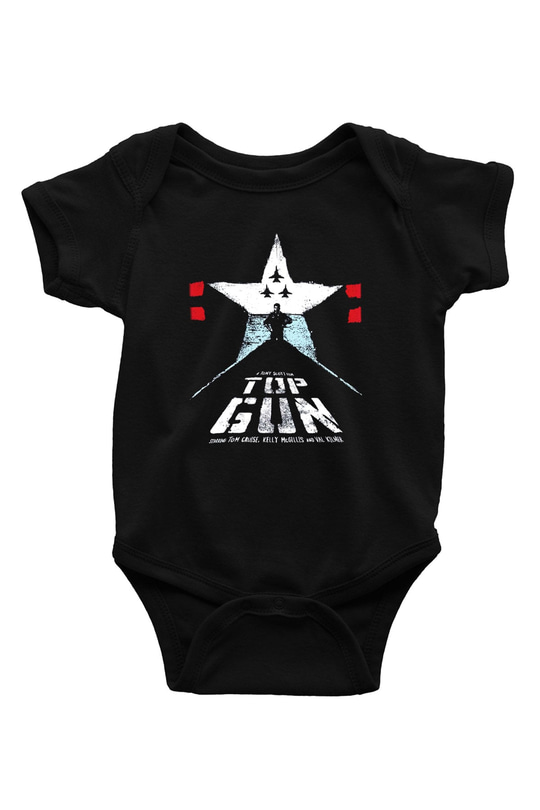 Top Gun Baskılı Siyah Bebek Body - Zıbın