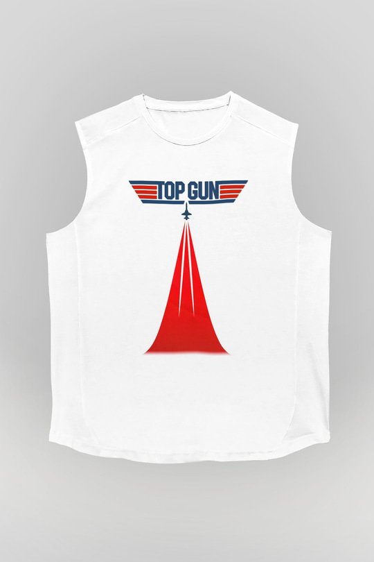 Top Gun Beyaz Unisex Kolsuz Tişört