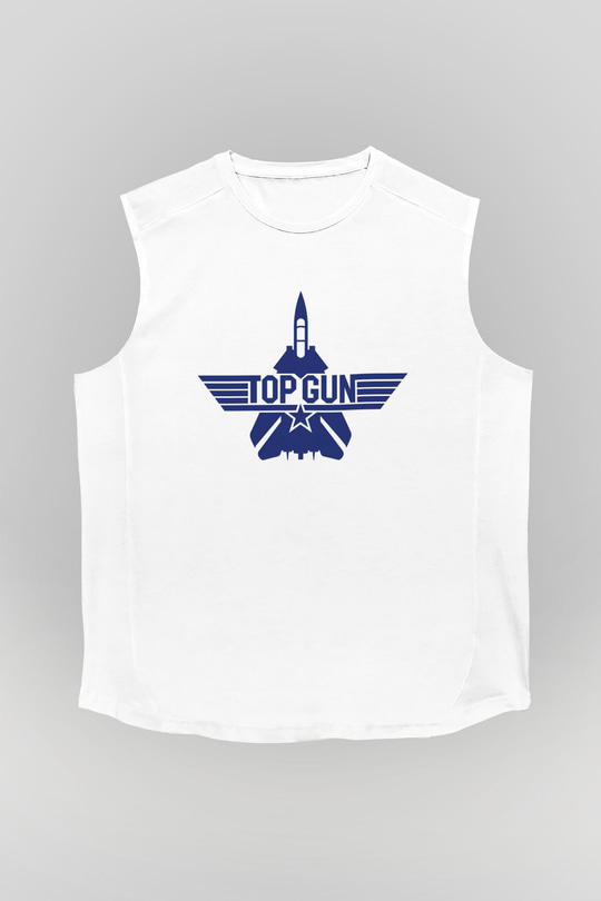 Top Gun Beyaz Unisex Kolsuz Tişört