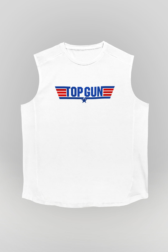 Top Gun Beyaz Unisex Kolsuz Tişört