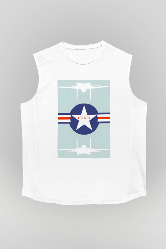 Top Gun Beyaz Unisex Kolsuz Tişört