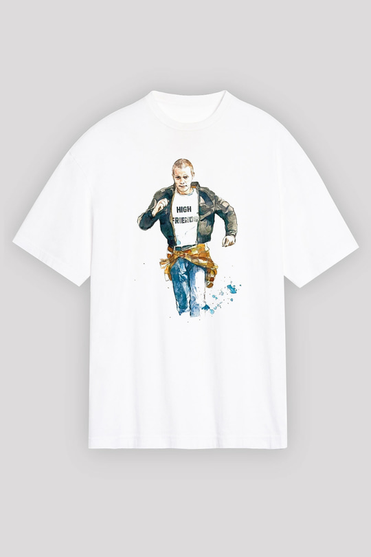 Trainspotting Baskılı Beyaz Unisex Oversize Tişört - Tshirt