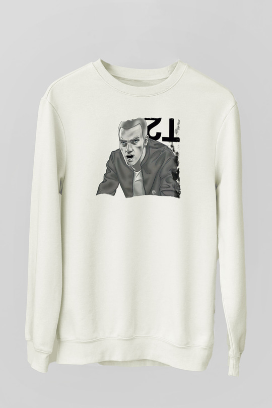 Trainspotting Baskılı Beyaz Unisex Sweatshirt