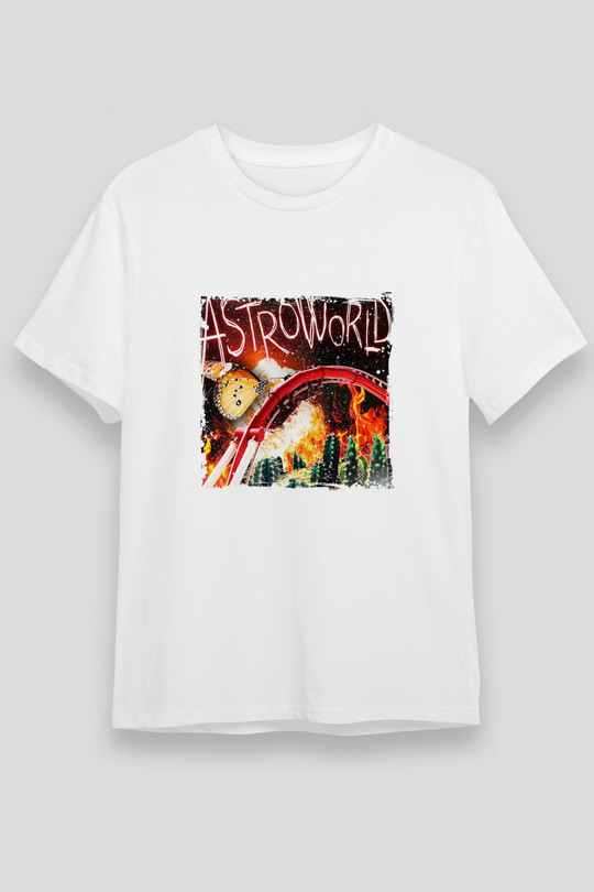 Travis Scott Baskılı Unisex Beyaz Tişört