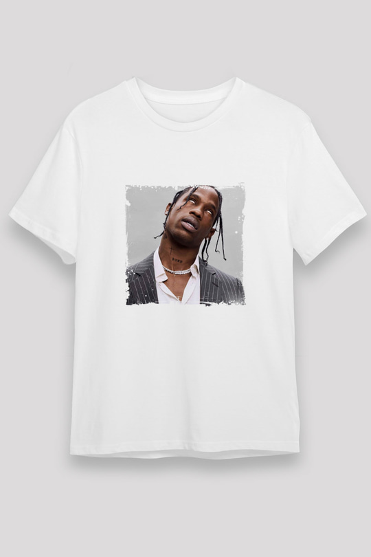 Travis Scott Baskılı Unisex Beyaz Tişört