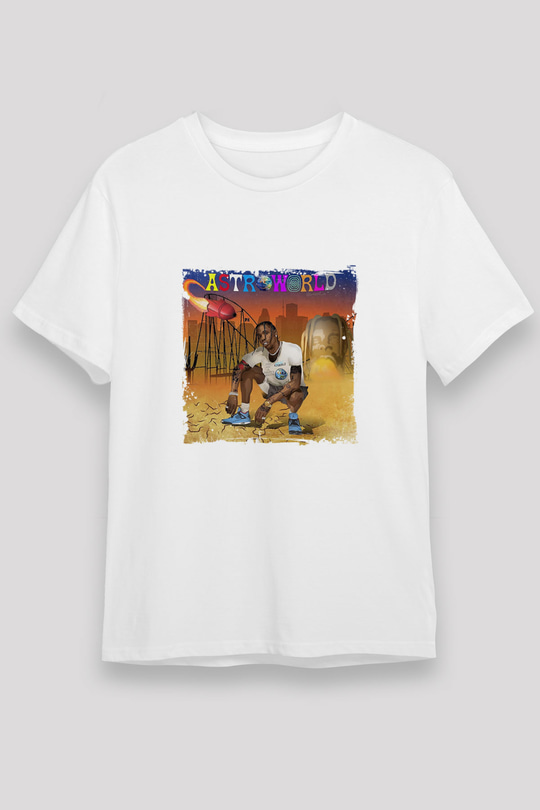 Travis Scott Baskılı Unisex Beyaz Tişört