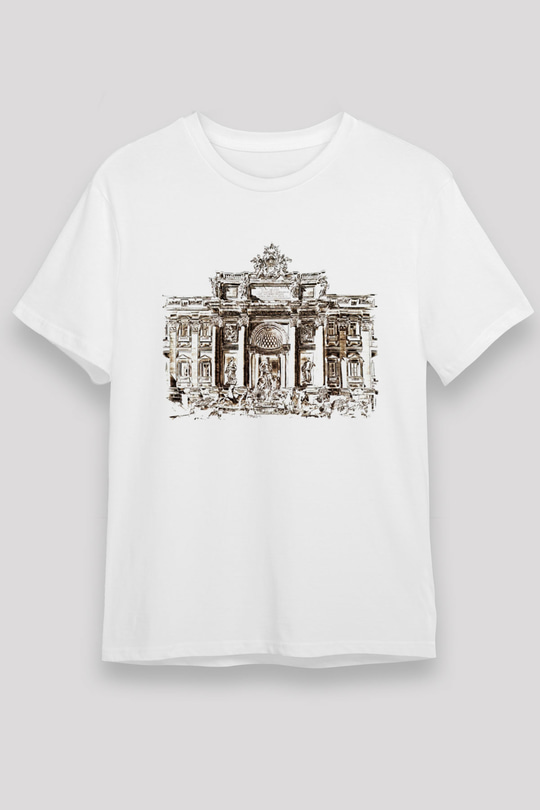Trevi Çeşmesi Beyaz Unisex Tişört T-Shirt - TişörtFabrikası