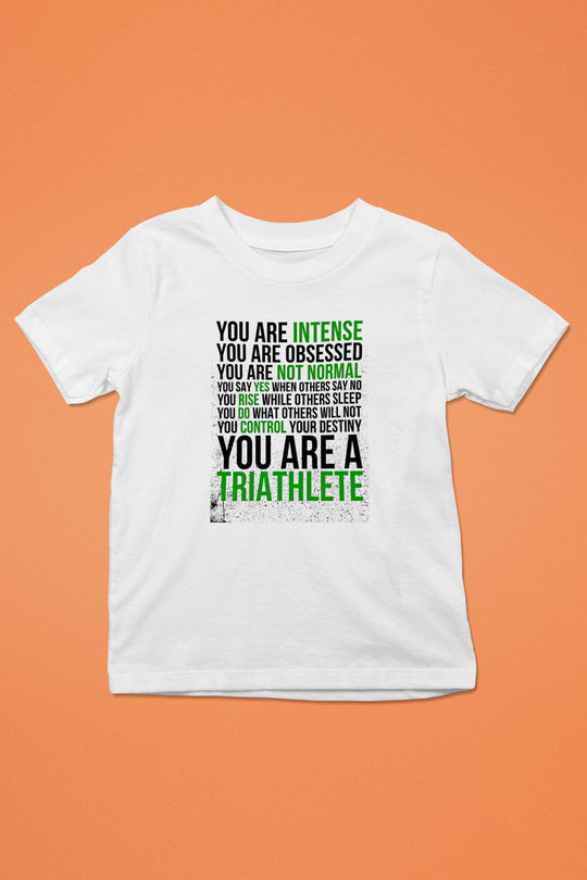 Triathlon Baskılı Unisex Beyaz Çocuk Tişört - Tshirt
