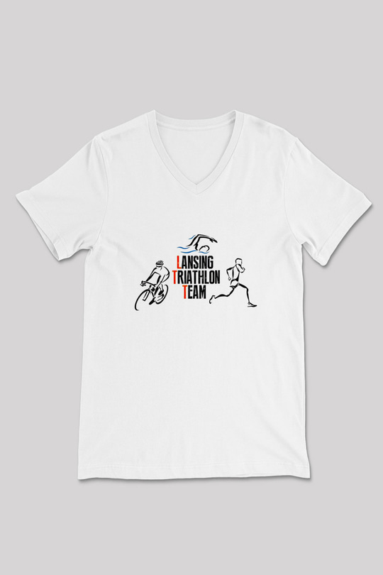 Triathlon Baskılı Unisex V Yaka Tişört - Tshirt